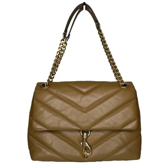 Rebecca Minkoff Military Leather Edie Maxi Chain Shoulder Bag - Picture 1 of 12